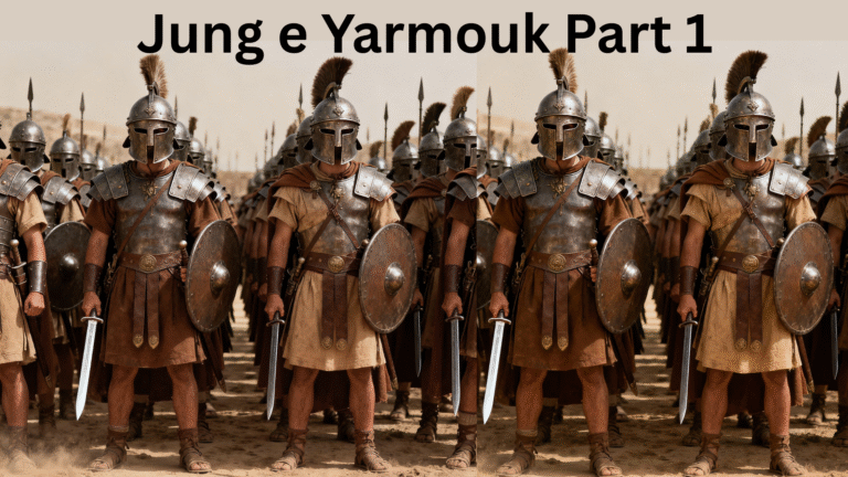 Jung e Yarmouk roman fauj image: Roman fauj ki tahzeebi formation, jismein vo jungi hathiyaron se kam leisse hain aur unke chehre Roman helmet se chhupe hue hain, ek disciplined aur historical war formation dikhate hue."